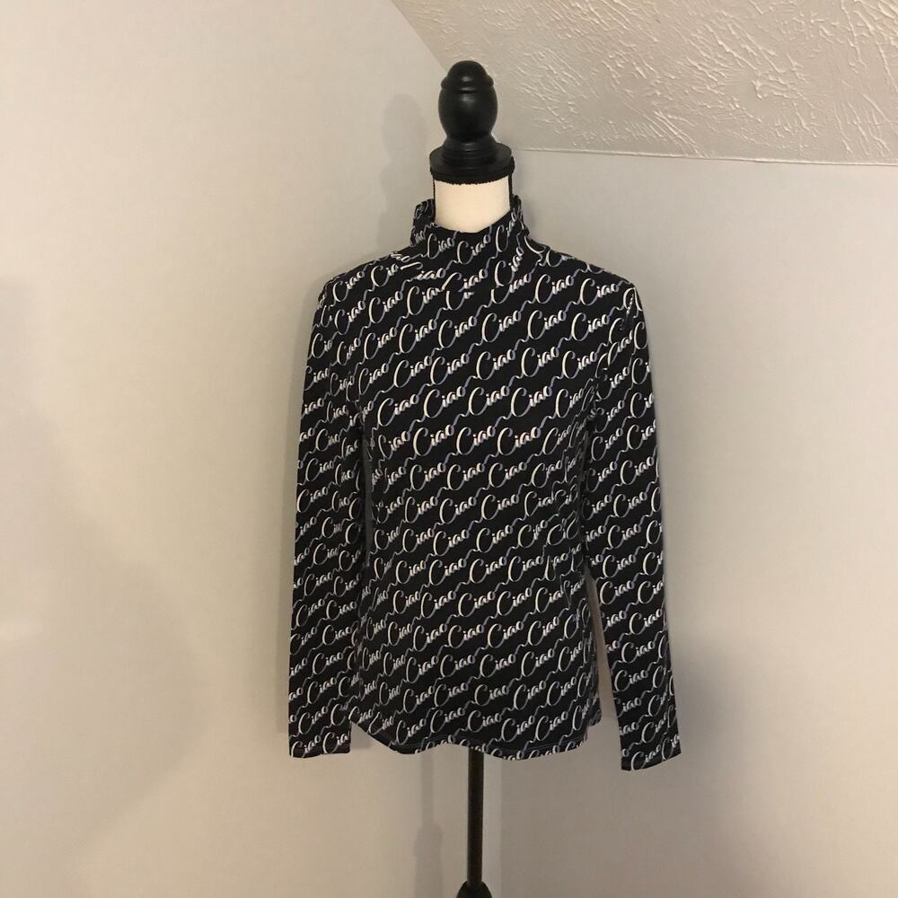 Anthropologie Maeve Ciao Print Long Sleeve Mock Turtleneck Top - Picture 2 of 10